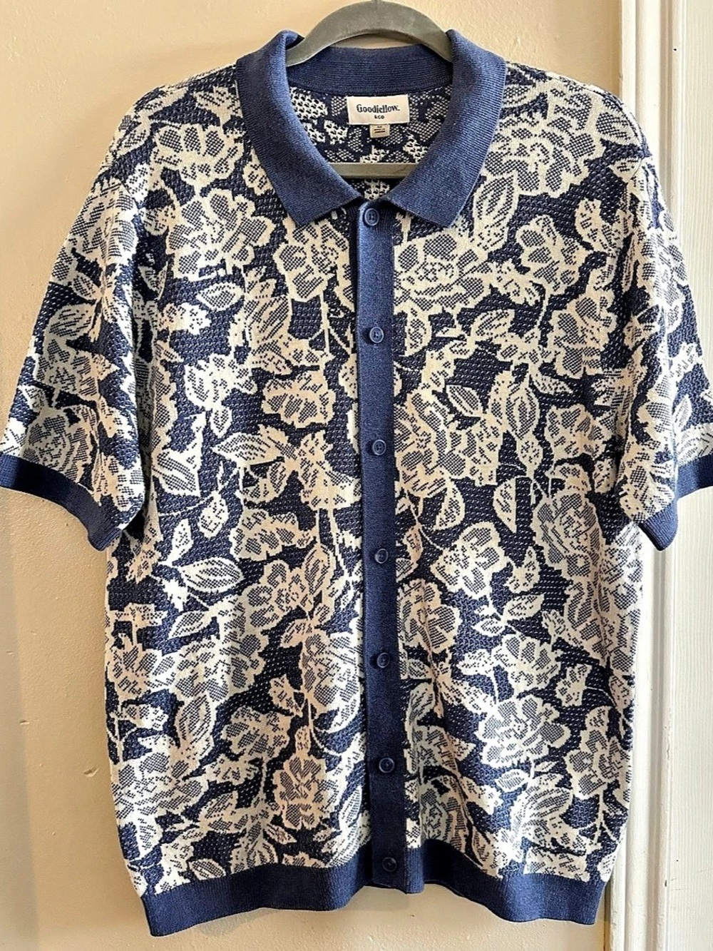 Goodfellow & Co Men’s M Floral Jacquard Knit Polo Shirt